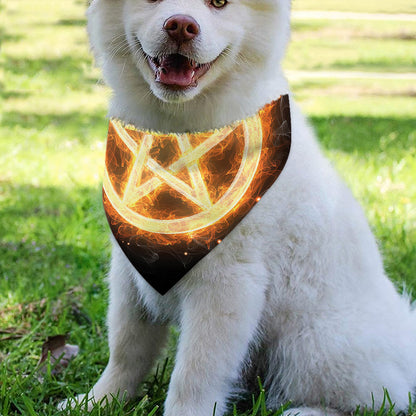 Flame Pentagram Print Over The Collar Dog Bandana