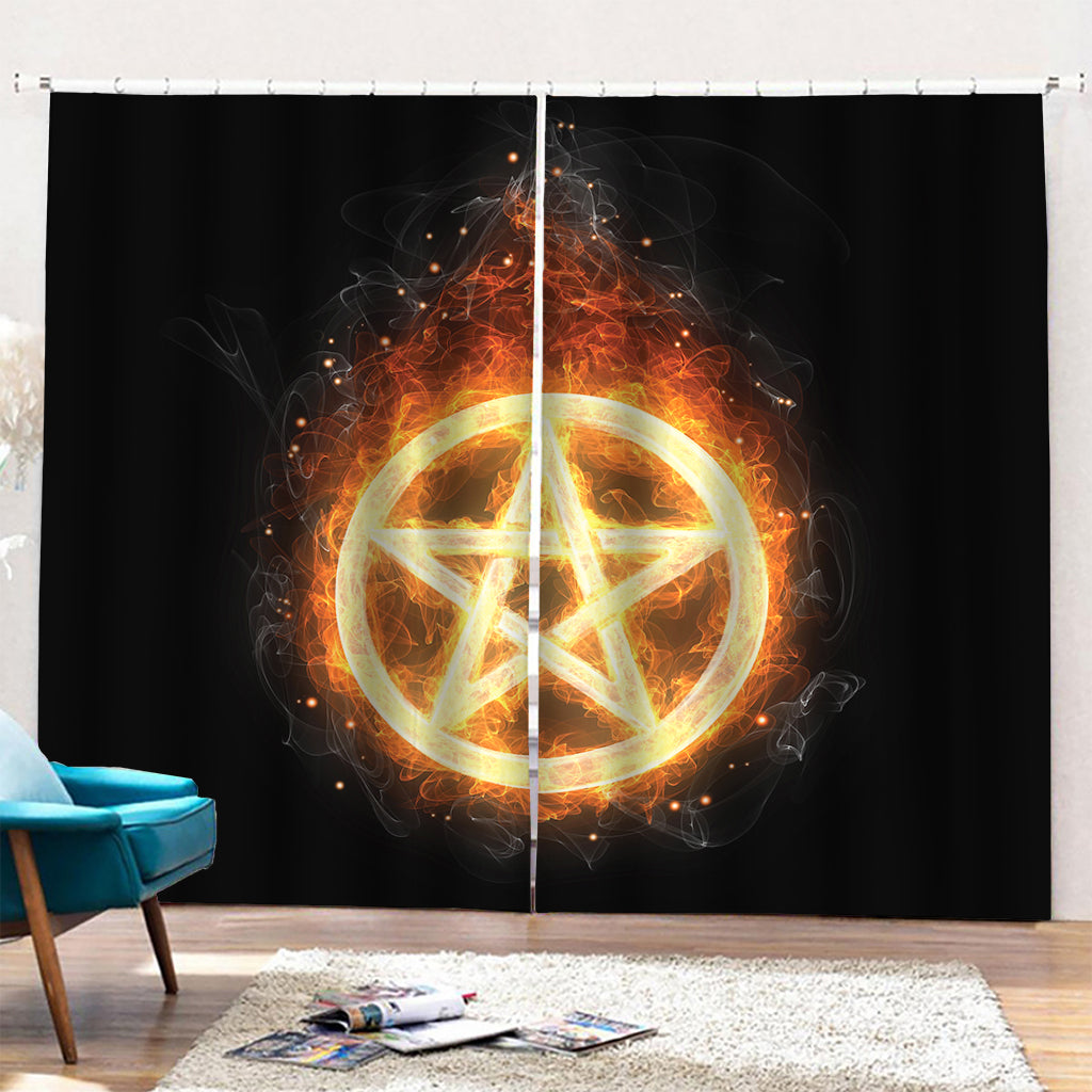 Flame Pentagram Print Pencil Pleat Curtains