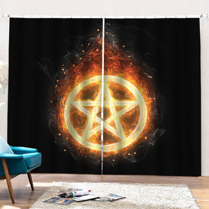 Flame Pentagram Print Pencil Pleat Curtains