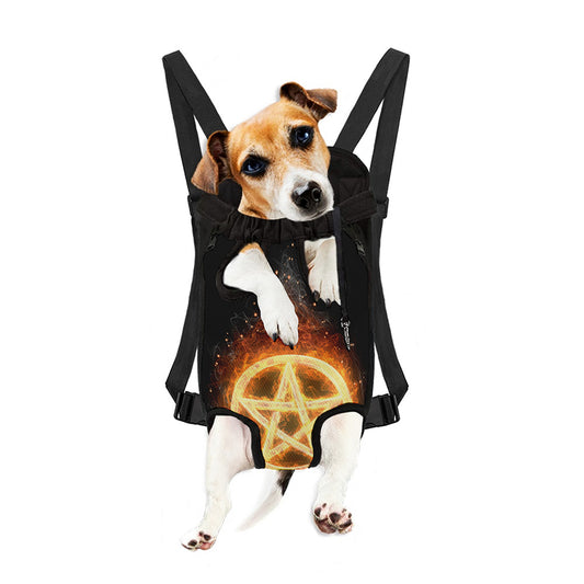 Flame Pentagram Print Pet Carrier Backpack
