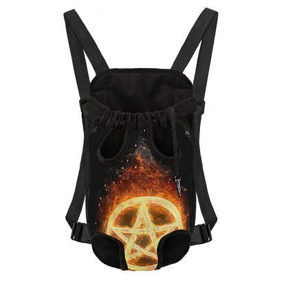 Flame Pentagram Print Pet Carrier Backpack