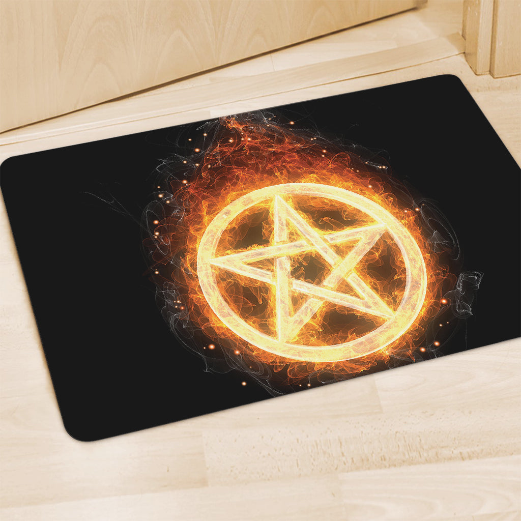 Flame Pentagram Print Polyester Doormat