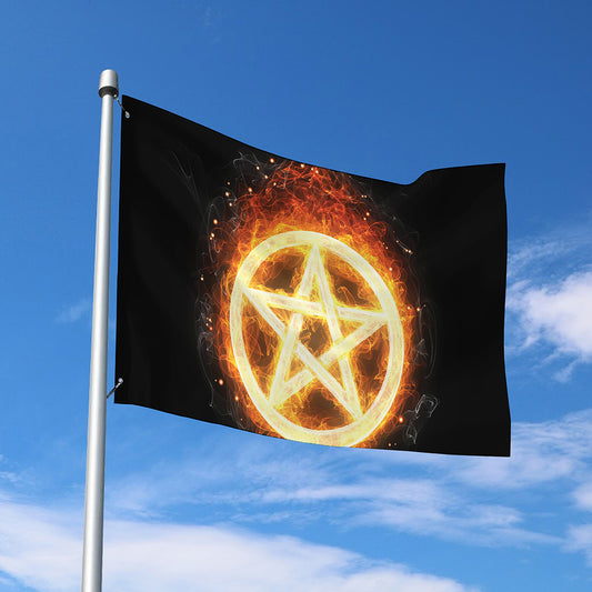 Flame Pentagram Print Polyester Flag