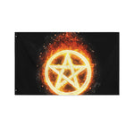 Flame Pentagram Print Polyester Flag