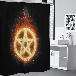 Flame Pentagram Print Premium Shower Curtain