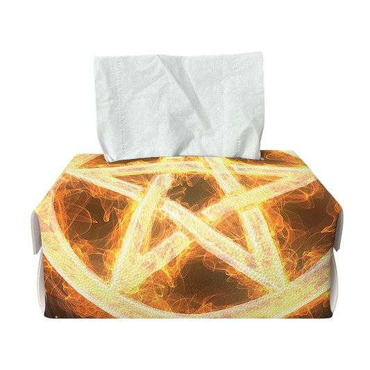 Flame Pentagram Print Rectangle Tissue Box Cover
