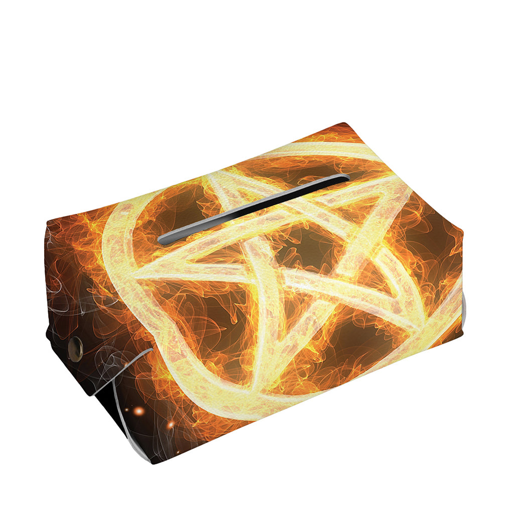 Flame Pentagram Print Rectangle Tissue Box Cover