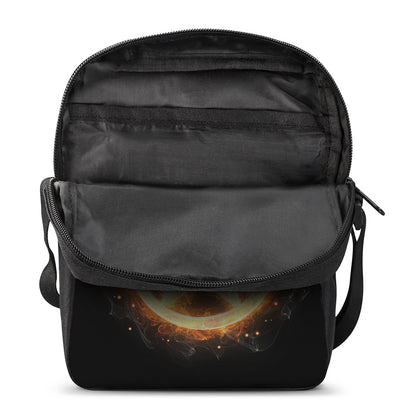 Flame Pentagram Print Rectangular Crossbody Bag