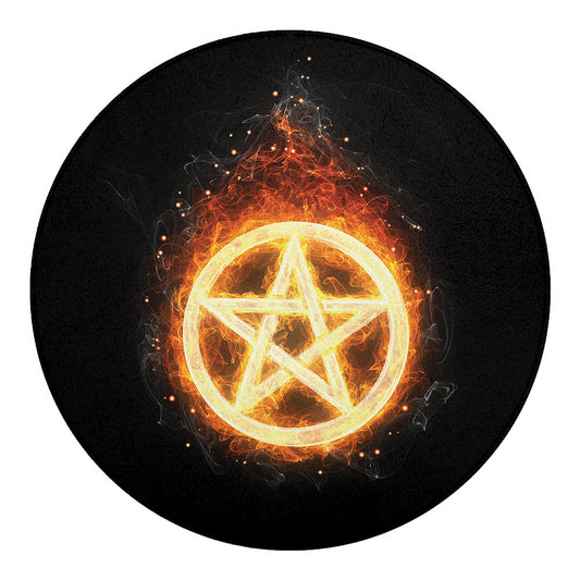 Flame Pentagram Print Round Blanket