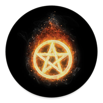 Flame Pentagram Print Round Floor Mat