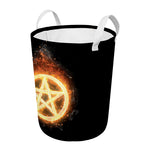 Flame Pentagram Print Round Laundry Basket