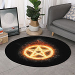 Flame Pentagram Print Round Rug