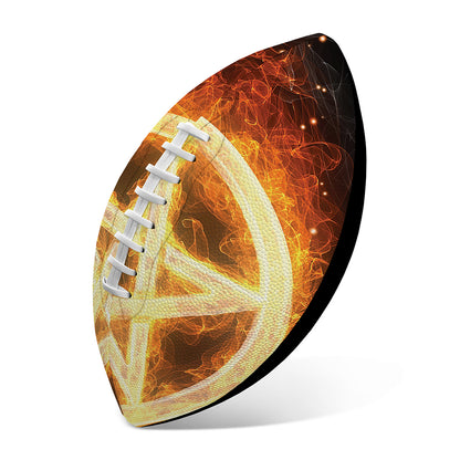 Flame Pentagram Print Rugby Ball