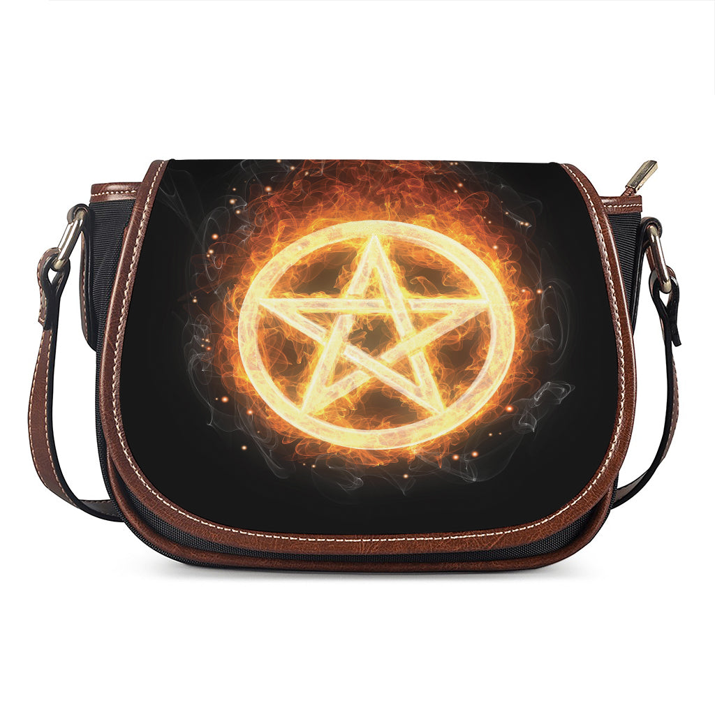 Flame Pentagram Print Saddle Bag