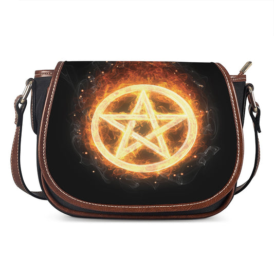 Flame Pentagram Print Saddle Bag