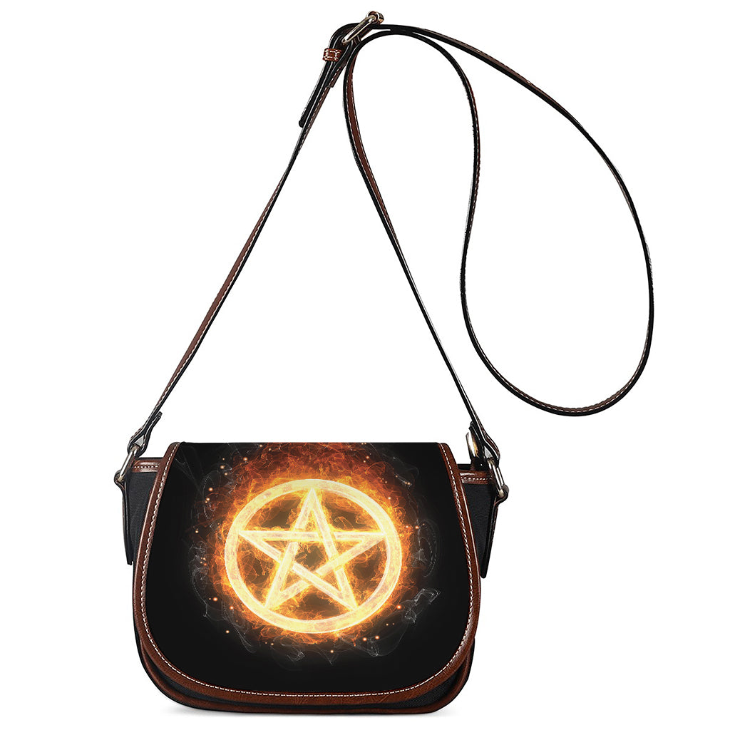 Flame Pentagram Print Saddle Bag