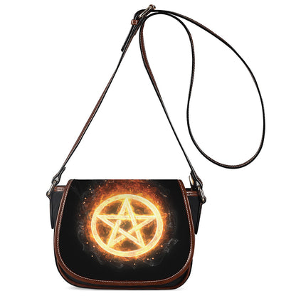 Flame Pentagram Print Saddle Bag