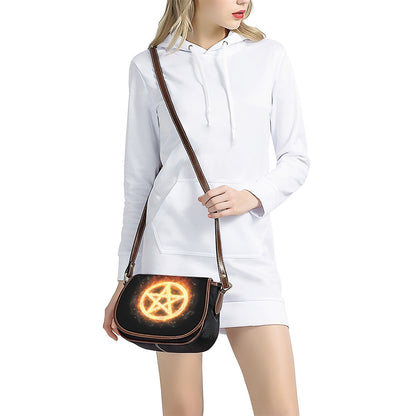 Flame Pentagram Print Saddle Bag