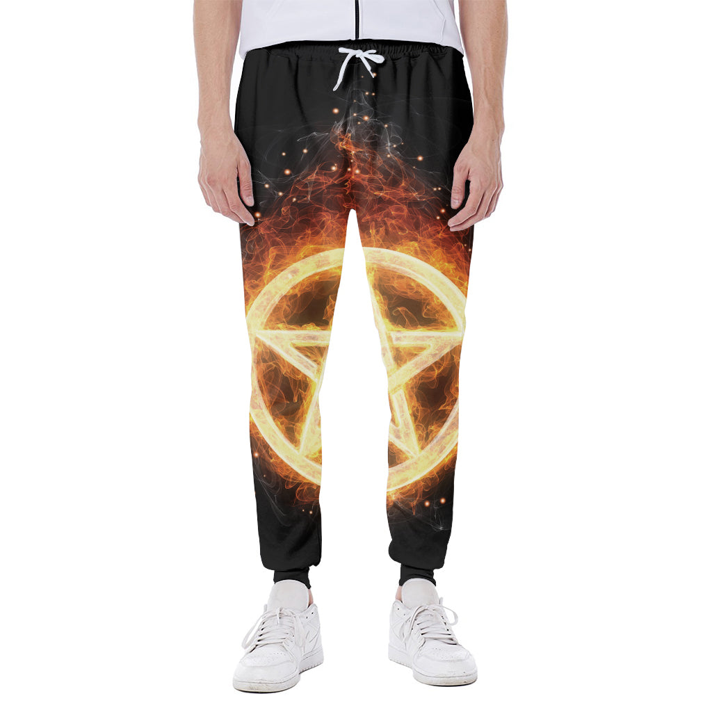 Flame Pentagram Print Scuba Joggers