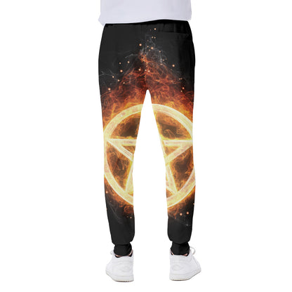 Flame Pentagram Print Scuba Joggers