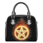 Flame Pentagram Print Shoulder Handbag
