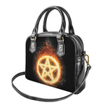 Flame Pentagram Print Shoulder Handbag