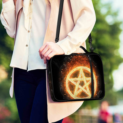 Flame Pentagram Print Shoulder Strap Bible Bag