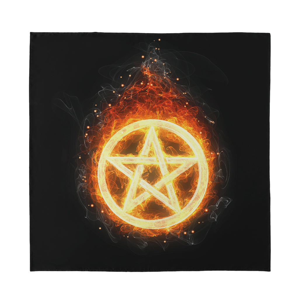 Flame Pentagram Print Silk Bandana