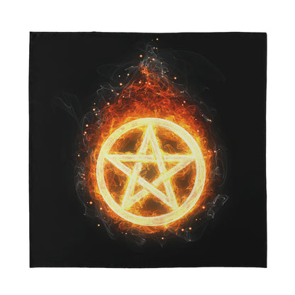 Flame Pentagram Print Silk Bandana
