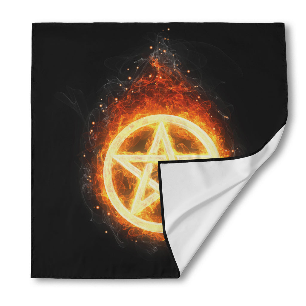 Flame Pentagram Print Silk Bandana