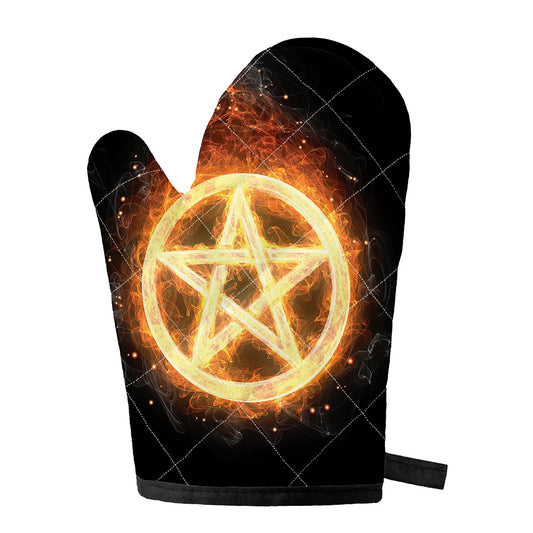 Flame Pentagram Print Single Oven Mitt