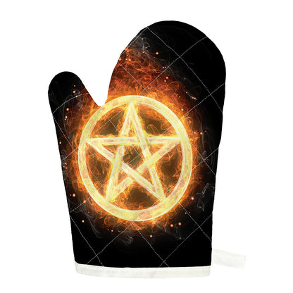 Flame Pentagram Print Single Oven Mitt