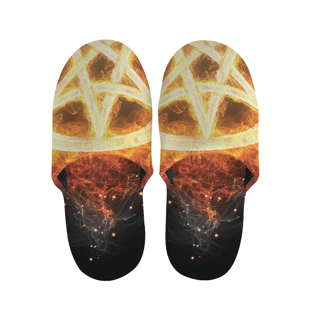 Flame Pentagram Print Slippers