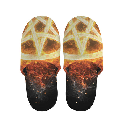 Flame Pentagram Print Slippers