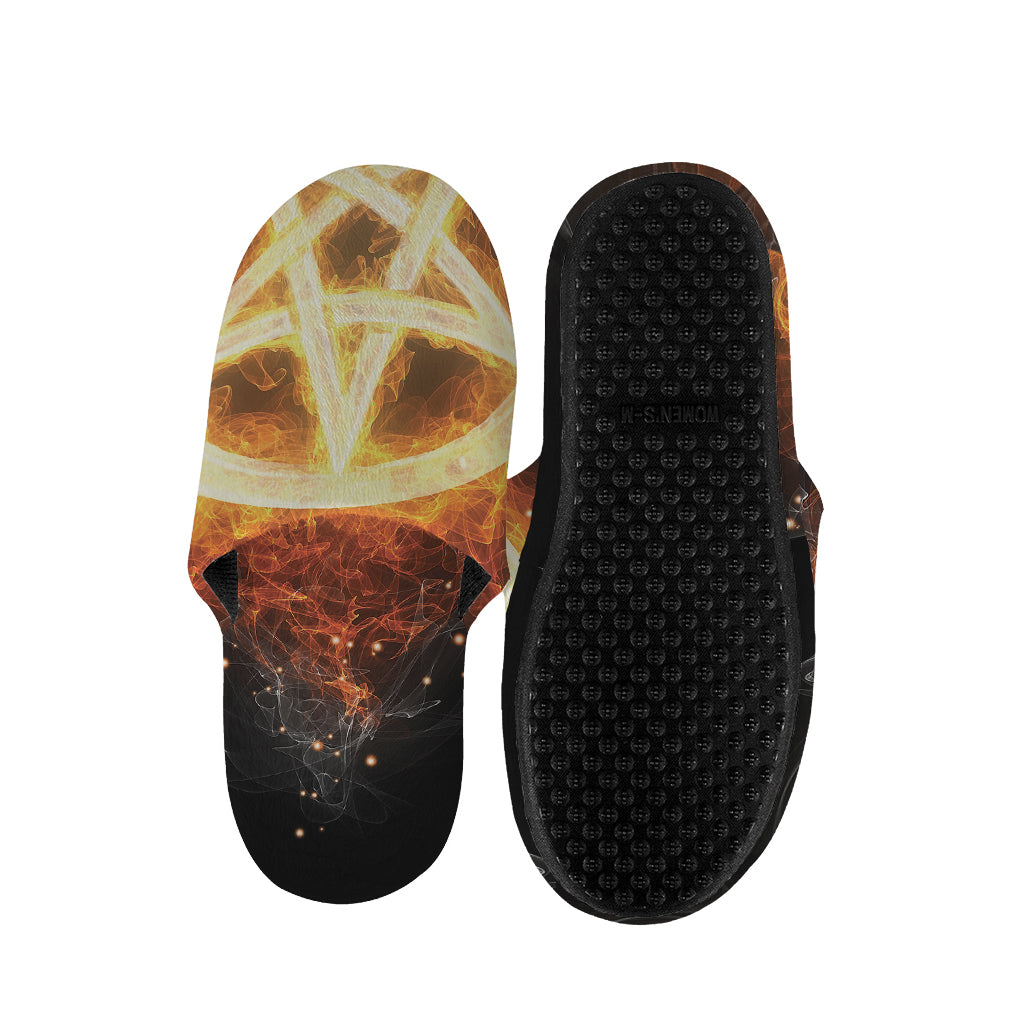 Flame Pentagram Print Slippers