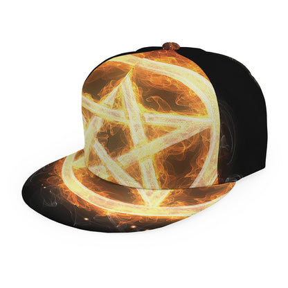 Flame Pentagram Print Snapback Cap