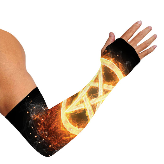 Flame Pentagram Print Sun Protection Arm Sleeves