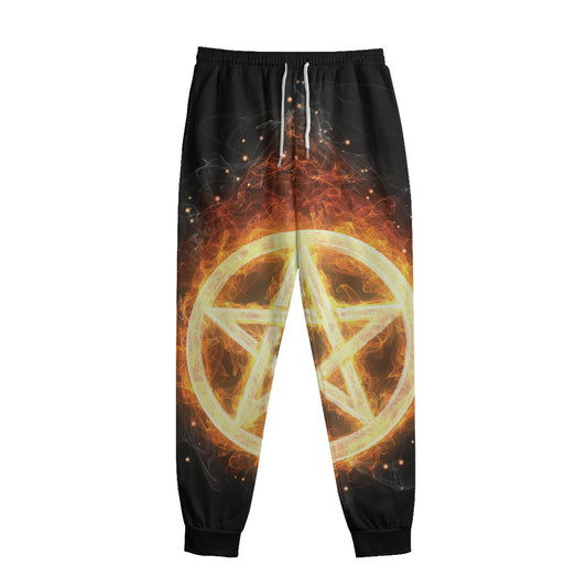 Flame Pentagram Print Sweatpants