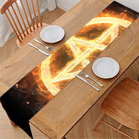Flame Pentagram Print Table Runner