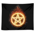 Flame Pentagram Print Tapestry