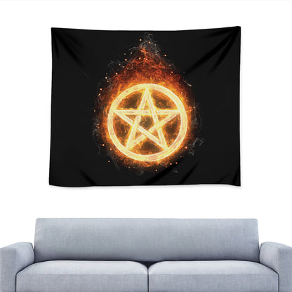 Flame Pentagram Print Tapestry