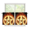 Flame Pentagram Print Tier Curtains