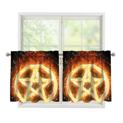 Flame Pentagram Print Tier Curtains