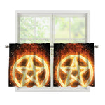 Flame Pentagram Print Tier Curtains