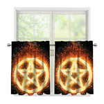 Flame Pentagram Print Tier Curtains