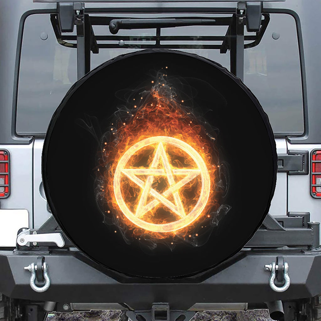 Flame Pentagram Print Tire Cover