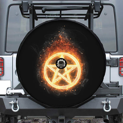 Flame Pentagram Print Tire Cover With Camera Hole