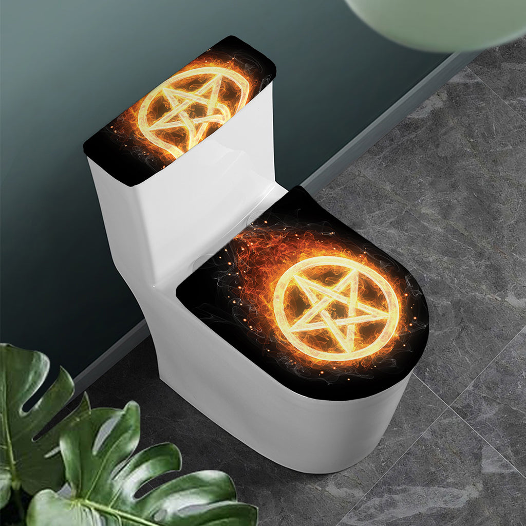Flame Pentagram Print Toilet Lid And Tank Cover Set
