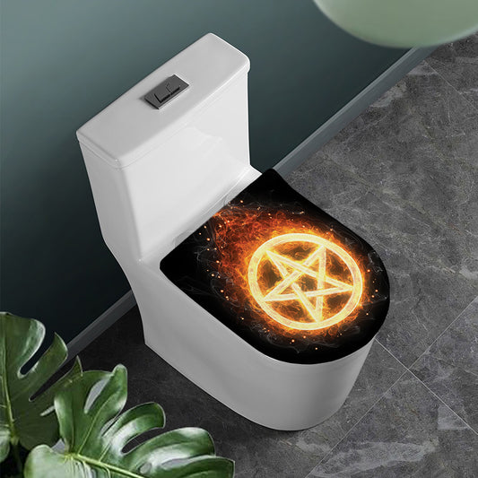 Flame Pentagram Print Toilet Lid Cover