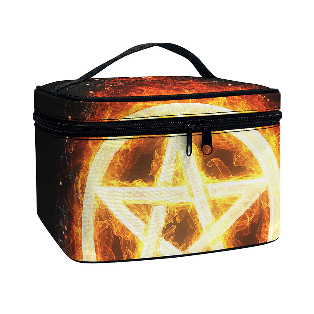 Flame Pentagram Print Travel Makeup Bag